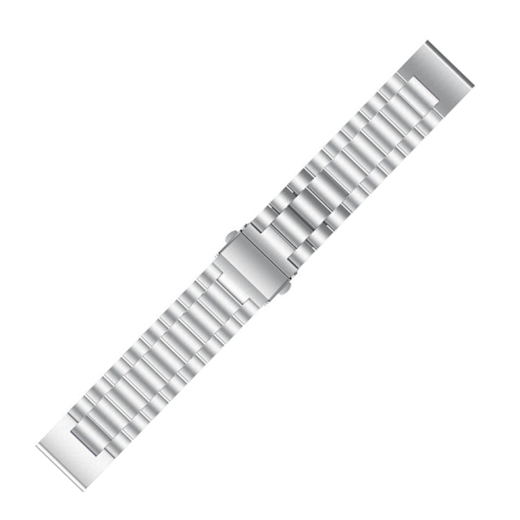 For Garmin Fenix 5S Three-Bead Stainless Steel Metal Watch Band（Silver）, Size:20MM - Watch Bands by buy2fix | Online Shopping UK | buy2fix
