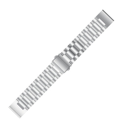 For Garmin Fenix 5S Three-Bead Stainless Steel Metal Watch Band（Silver）, Size:20MM - Watch Bands by buy2fix | Online Shopping UK | buy2fix