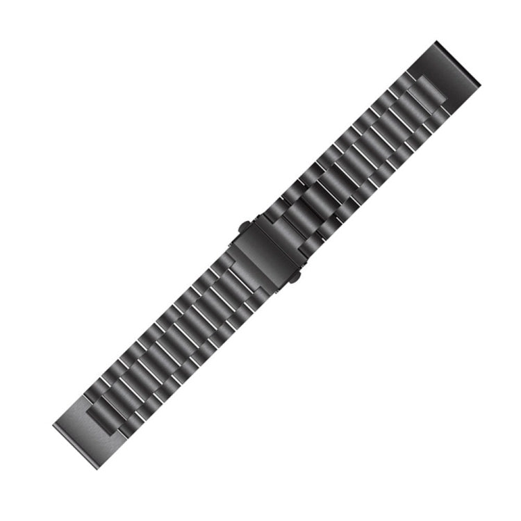 For Garmin Fenix 5 Three-Bead Stainless Steel Metal Watch Band, Size:22MM(Black) - Watch Bands by buy2fix | Online Shopping UK | buy2fix