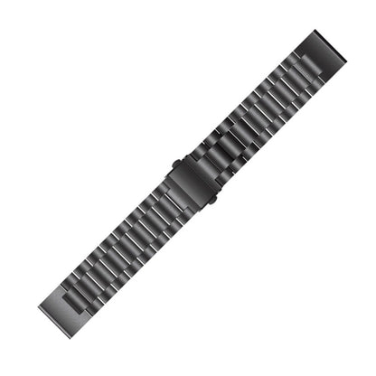 For Garmin Fenix 5 Three-Bead Stainless Steel Metal Watch Band, Size:22MM(Black) - Watch Bands by buy2fix | Online Shopping UK | buy2fix