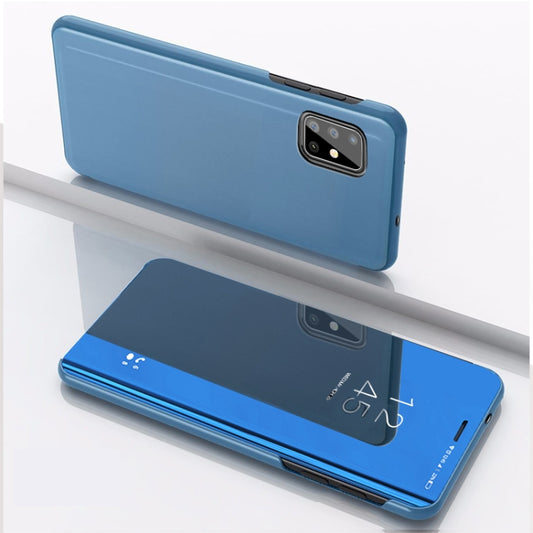 For Galaxy A51 Plated Mirror Horizontal Flip Leather Cover with Stand Mobile Phone Holster(Blue) by buy2fix