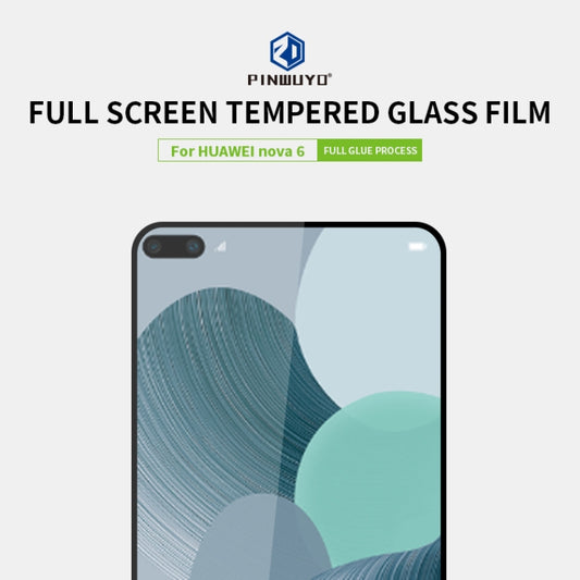 For Huawei Nova 6 PINWUYO 9H 2.5D Full Screen Tempered Glass Film(Black) - Huawei Tempered Glass by PINWUYO | Online Shopping UK | buy2fix
