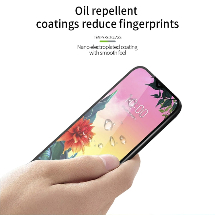 For LG K50s PINWUYO 9H 2.5D Full Screen Tempered Glass Film(Black) - LG Tempered Glass by PINWUYO | Online Shopping UK | buy2fix