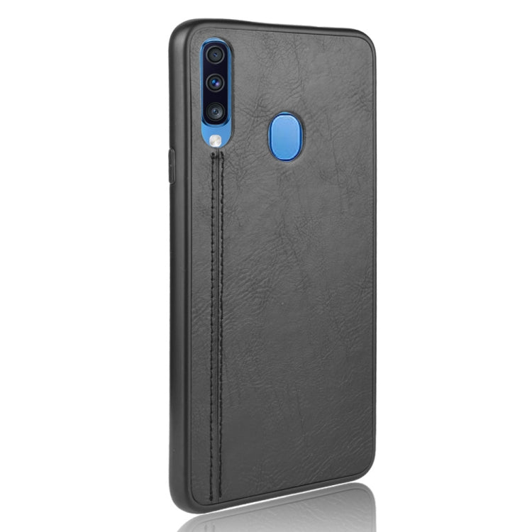 For Galaxy A20s Shockproof Sewing Cow Pattern Skin PC + PU + TPU Case(Black) by buy2fix