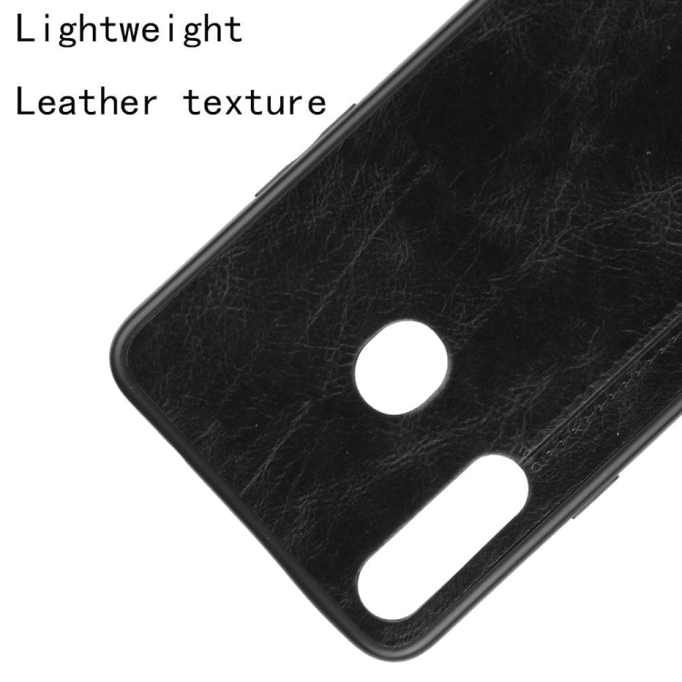 For Galaxy A20s Shockproof Sewing Cow Pattern Skin PC + PU + TPU Case(Black) by buy2fix