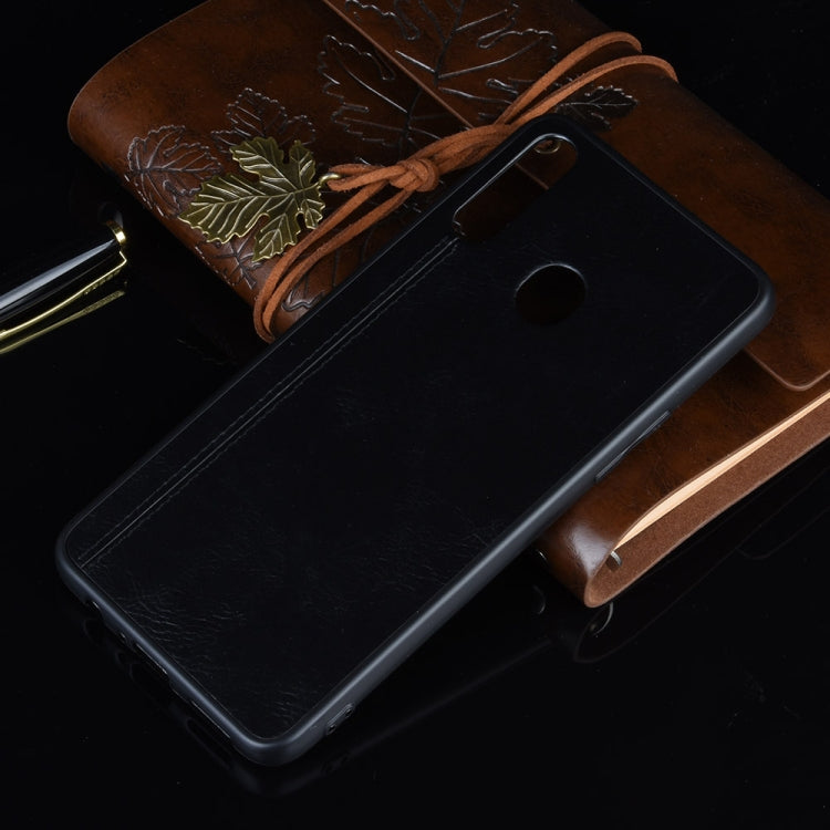 For Galaxy A20s Shockproof Sewing Cow Pattern Skin PC + PU + TPU Case(Black) by buy2fix