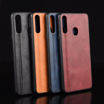 For Galaxy A20s Shockproof Sewing Cow Pattern Skin PC + PU + TPU Case(Black) by buy2fix