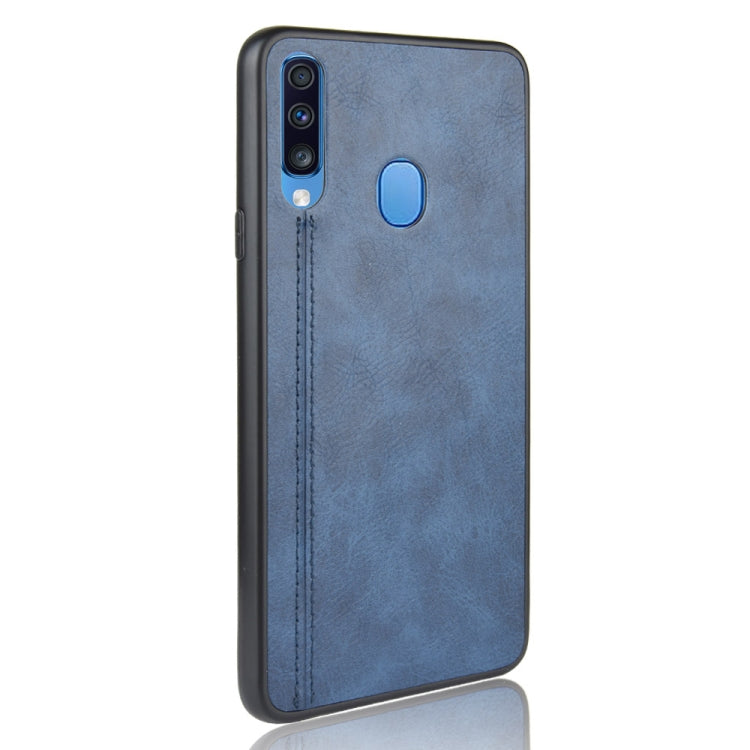 For Galaxy A20s Shockproof Sewing Cow Pattern Skin PC + PU + TPU Case(Blue) by buy2fix