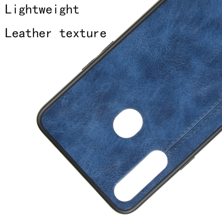 For Galaxy A20s Shockproof Sewing Cow Pattern Skin PC + PU + TPU Case(Blue) by buy2fix