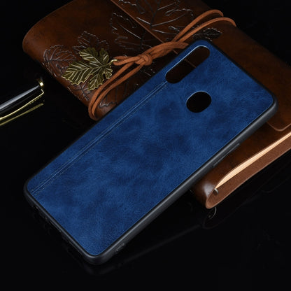 For Galaxy A20s Shockproof Sewing Cow Pattern Skin PC + PU + TPU Case(Blue) by buy2fix