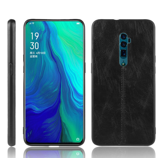 For Oppo Reno 10x zoom Shockproof Sewing Cow Pattern Skin PC + PU + TPU Case(Black)