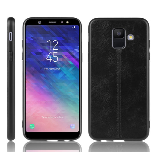 For Galaxy A6 Shockproof Sewing Cow Pattern Skin PC + PU + TPU Case(Black) by buy2fix