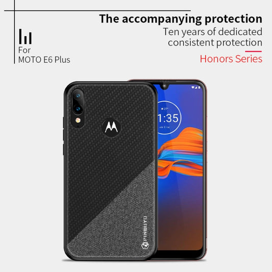 For  Motorola Moto E6 Plus PINWUYO Rong Series  Shockproof PC + TPU+ Chemical Fiber Cloth Protective Cover(Black) - Motorola Cases by PINWUYO | Online Shopping UK | buy2fix