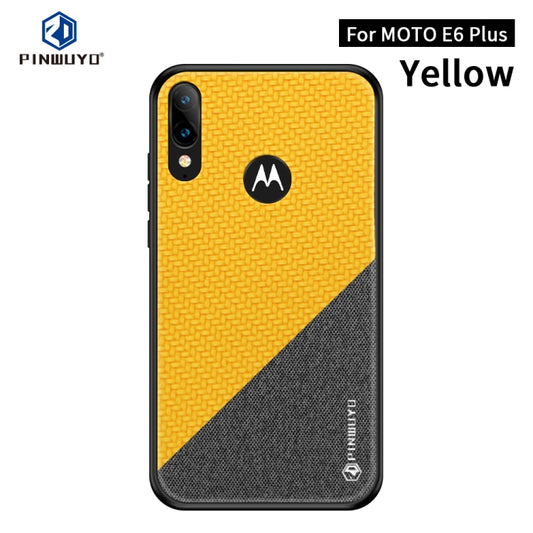 For  Motorola Moto E6 Plus PINWUYO Rong Series  Shockproof PC + TPU+ Chemical Fiber Cloth Protective Cover(Yellow) - Motorola Cases by PINWUYO | Online Shopping UK | buy2fix