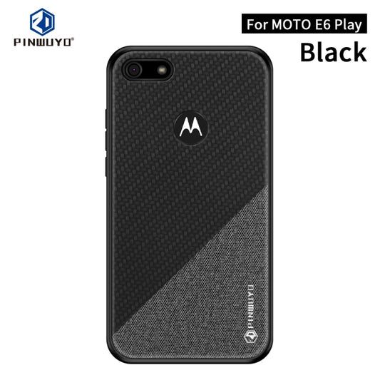 For  Motorola Moto E6 Play PINWUYO Rong Series  Shockproof PC + TPU+ Chemical Fiber Cloth Protective Cover(Black) - Motorola Cases by PINWUYO | Online Shopping UK | buy2fix