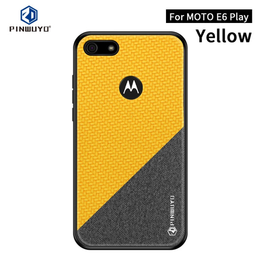 For  Motorola Moto E6 Play PINWUYO Rong Series  Shockproof PC + TPU+ Chemical Fiber Cloth Protective Cover(Yellow) - Motorola Cases by PINWUYO | Online Shopping UK | buy2fix