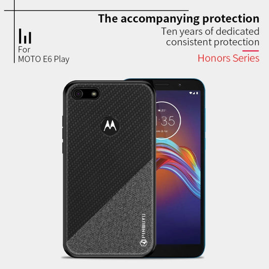 For  Motorola Moto E6 Play PINWUYO Rong Series  Shockproof PC + TPU+ Chemical Fiber Cloth Protective Cover(Blue) - Motorola Cases by PINWUYO | Online Shopping UK | buy2fix