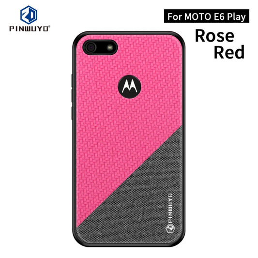 For  Motorola Moto E6 Play PINWUYO Rong Series  Shockproof PC + TPU+ Chemical Fiber Cloth Protective Cover(Red) - Motorola Cases by PINWUYO | Online Shopping UK | buy2fix