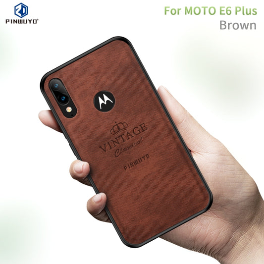 For  Motorola Moto E6 Plus PINWUYO Zun Series PC + TPU + Skin Waterproof And Anti-fall All-inclusive Protective Shell(Brown) - Motorola Cases by PINWUYO | Online Shopping UK | buy2fix