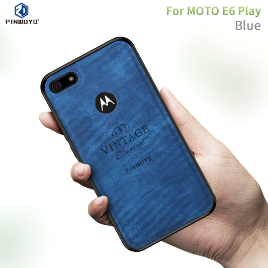 For  Motorola Moto E6 Play PINWUYO Zun Series PC + TPU + Skin Waterproof And Anti-fall All-inclusive Protective Shell(Blue) - Motorola Cases by PINWUYO | Online Shopping UK | buy2fix