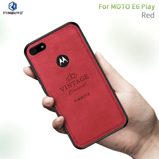 For  Motorola Moto E6 Play PINWUYO Zun Series PC + TPU + Skin Waterproof And Anti-fall All-inclusive Protective Shell(Red) - Motorola Cases by PINWUYO | Online Shopping UK | buy2fix