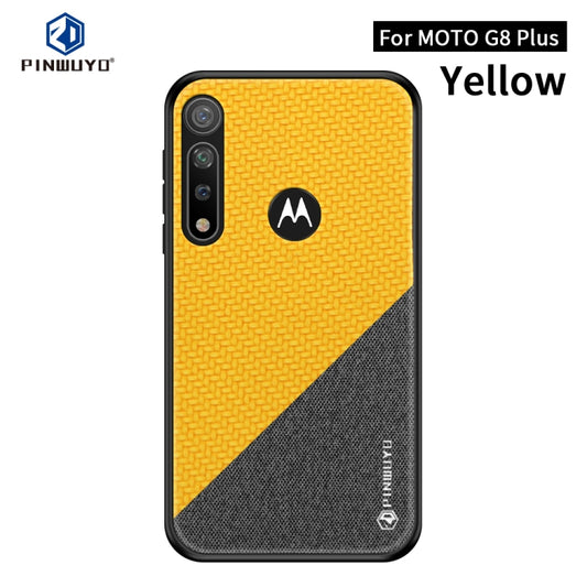 For MOTO G8 Plus PINWUYO Rong Series  Shockproof PC + TPU+ Chemical Fiber Cloth Protective Cover(Yellow) - Motorola Cases by PINWUYO | Online Shopping UK | buy2fix