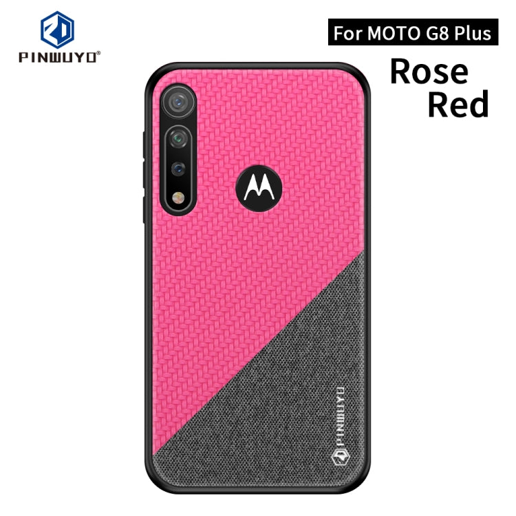 For MOTO G8 Plus PINWUYO Rong Series  Shockproof PC + TPU+ Chemical Fiber Cloth Protective Cover(Red) - Motorola Cases by PINWUYO | Online Shopping UK | buy2fix