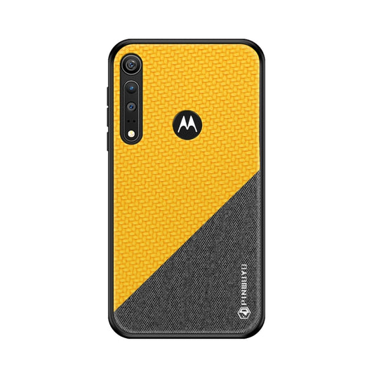 For MOTO G8 Play / One Macro PINWUYO Rong Series  Shockproof PC + TPU+ Chemical Fiber Cloth Protective Cover(Yellow) - Motorola Cases by PINWUYO | Online Shopping UK | buy2fix