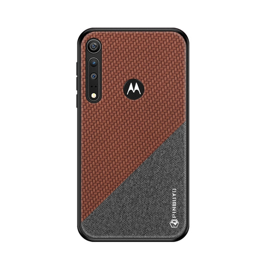 For MOTO G8 Play / One Macro PINWUYO Rong Series  Shockproof PC + TPU+ Chemical Fiber Cloth Protective Cover(Brown) - Motorola Cases by PINWUYO | Online Shopping UK | buy2fix