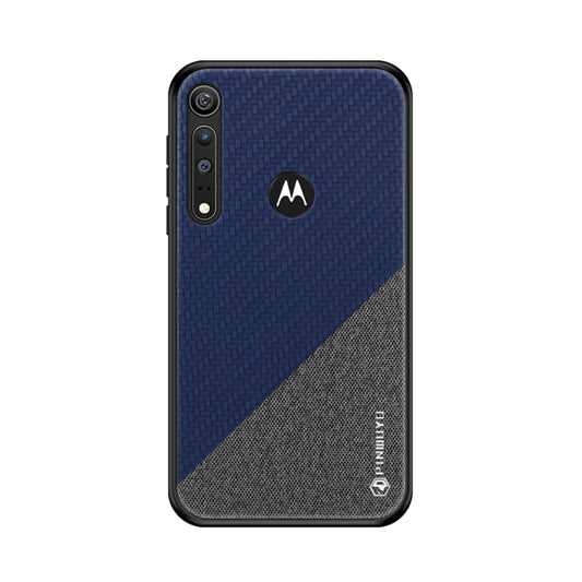 For MOTO G8 Play / One Macro PINWUYO Rong Series  Shockproof PC + TPU+ Chemical Fiber Cloth Protective Cover(Blue) - Motorola Cases by PINWUYO | Online Shopping UK | buy2fix