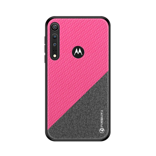 For MOTO G8 Play / One Macro PINWUYO Rong Series  Shockproof PC + TPU+ Chemical Fiber Cloth Protective Cover(Red) - Motorola Cases by PINWUYO | Online Shopping UK | buy2fix