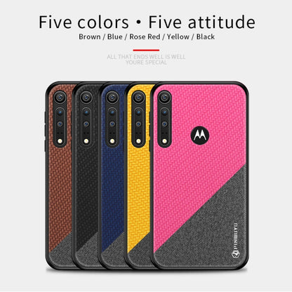For MOTO G8 Play / One Macro PINWUYO Rong Series  Shockproof PC + TPU+ Chemical Fiber Cloth Protective Cover(Red) - Motorola Cases by PINWUYO | Online Shopping UK | buy2fix