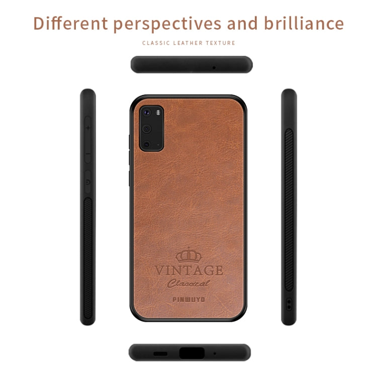 For Galaxy S20 PINWUYO Pin Rui Series Classical Leather, PC + TPU + PU Leather Waterproof And Anti-fall All-inclusive Protective Shell(Brown) - Galaxy Phone Cases by PINWUYO | Online Shopping UK | buy2fix