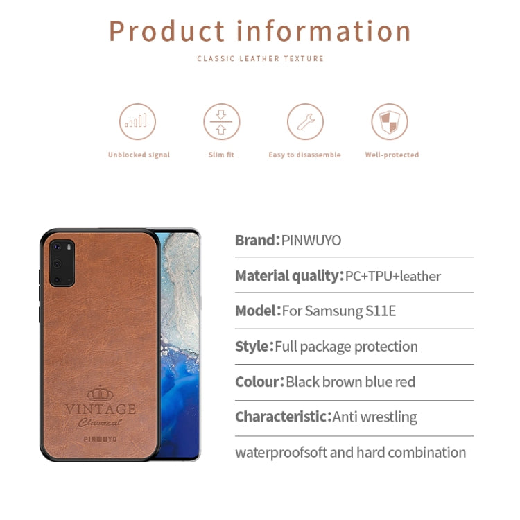 For Galaxy S20 PINWUYO Pin Rui Series Classical Leather, PC + TPU + PU Leather Waterproof And Anti-fall All-inclusive Protective Shell(Brown) - Galaxy Phone Cases by PINWUYO | Online Shopping UK | buy2fix