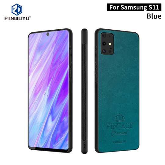 For Galaxy S20 Plus PINWUYO Pin Rui Series Classical Leather, PC + TPU + PU Leather Waterproof And Anti-fall All-inclusive Protective Shell(Blue)