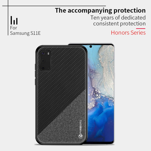 For Galaxy S20 PINWUYO Rong Series Shockproof PC + TPU+ Chemical Fiber Cloth Protective Cover(Black) by PINWUYO
