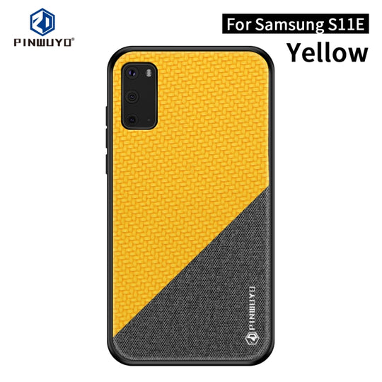 For Galaxy S20 PINWUYO Rong Series  Shockproof PC + TPU+ Chemical Fiber Cloth Protective Cover(Yellow)