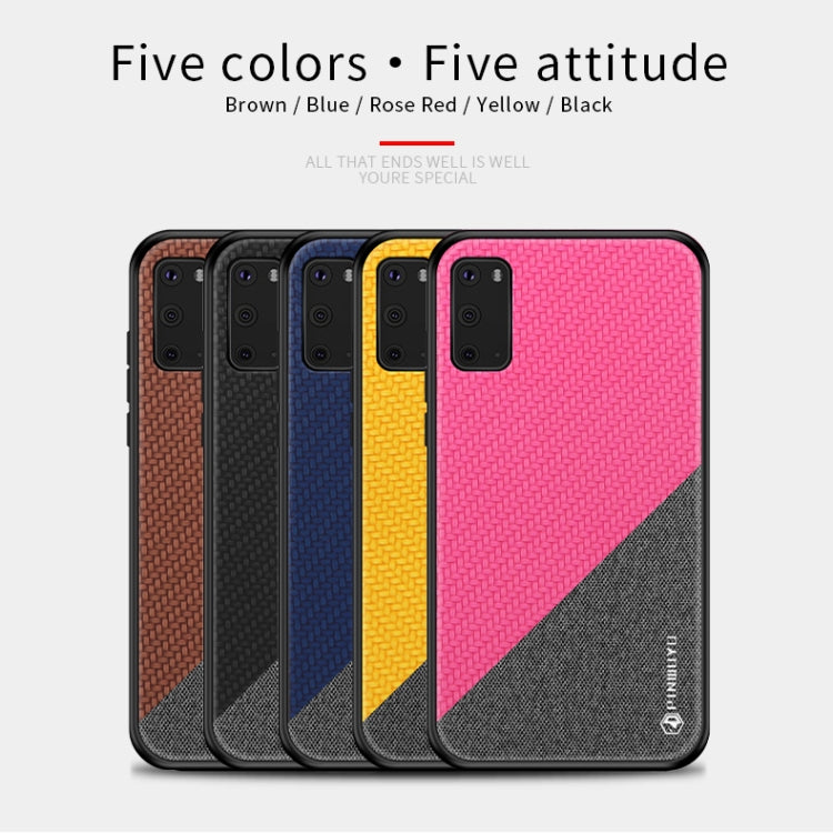 For Galaxy S20 PINWUYO Rong Series  Shockproof PC + TPU+ Chemical Fiber Cloth Protective Cover(Yellow) - Galaxy Phone Cases by PINWUYO | Online Shopping UK | buy2fix
