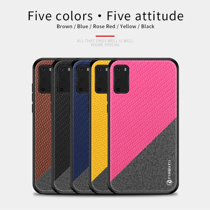 For Galaxy S20 PINWUYO Rong Series  Shockproof PC + TPU+ Chemical Fiber Cloth Protective Cover(Yellow) - Galaxy Phone Cases by PINWUYO | Online Shopping UK | buy2fix