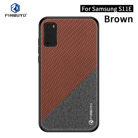 PINWUYO Rong Series  Shockproof PC + TPU+ Chemical Fiber Cloth Protective Cover(Brown) - Galaxy Phone Cases by PINWUYO | Online Shopping UK | buy2fix