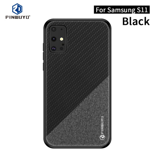 For Galaxy S20+ PINWUYO Rong Series  Shockproof PC + TPU+ Chemical Fiber Cloth Protective Cover(Black) - Galaxy Phone Cases by PINWUYO | Online Shopping UK | buy2fix