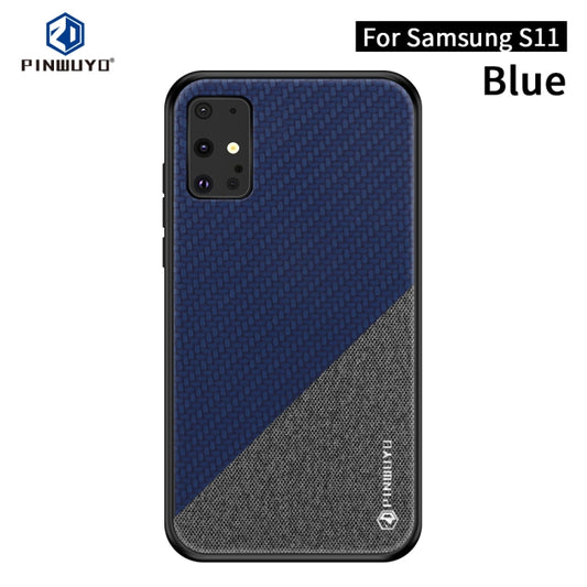 For Galaxy S20+ PINWUYO Rong Series  Shockproof PC + TPU+ Chemical Fiber Cloth Protective Cover(Blue) - Galaxy Phone Cases by PINWUYO | Online Shopping UK | buy2fix