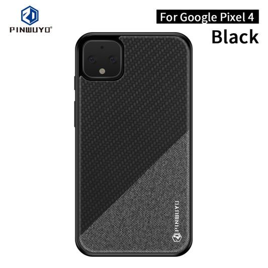 For Google Pixel4 PINWUYO Rong Series  Shockproof PC + TPU+ Chemical Fiber Cloth Protective Cover(Black) - Google Cases by PINWUYO | Online Shopping UK | buy2fix