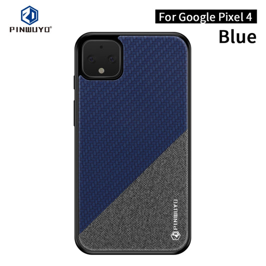 For Google Pixel4 PINWUYO Rong Series  Shockproof PC + TPU+ Chemical Fiber Cloth Protective Cover(Blue) - Google Cases by PINWUYO | Online Shopping UK | buy2fix