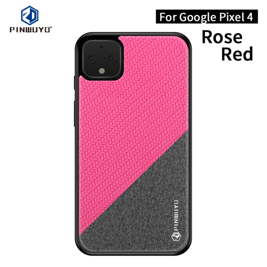 For Google Pixel4 PINWUYO Rong Series  Shockproof PC + TPU+ Chemical Fiber Cloth Protective Cover(Red) - Google Cases by PINWUYO | Online Shopping UK | buy2fix