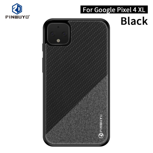 For Google Pixel4 XL PINWUYO Rong Series  Shockproof PC + TPU+ Chemical Fiber Cloth Protective Cover(Black) - Google Cases by PINWUYO | Online Shopping UK | buy2fix