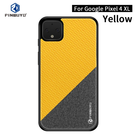 For Google Pixel4 XL PINWUYO Rong Series  Shockproof PC + TPU+ Chemical Fiber Cloth Protective Cover(Yellow) - Google Cases by PINWUYO | Online Shopping UK | buy2fix