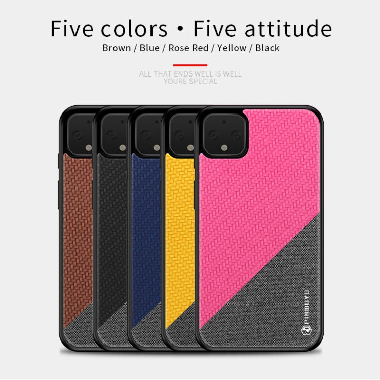 For Google Pixel4 XL PINWUYO Rong Series  Shockproof PC + TPU+ Chemical Fiber Cloth Protective Cover(Brown) - Google Cases by PINWUYO | Online Shopping UK | buy2fix