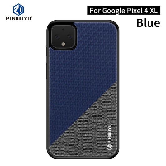 For Google Pixel4 XL PINWUYO Rong Series  Shockproof PC + TPU+ Chemical Fiber Cloth Protective Cover(Blue) - Google Cases by PINWUYO | Online Shopping UK | buy2fix