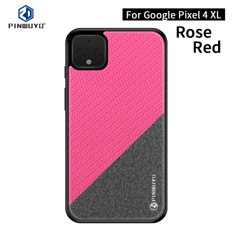 For Google Pixel4 XL PINWUYO Rong Series  Shockproof PC + TPU+ Chemical Fiber Cloth Protective Cover(Red) - Google Cases by PINWUYO | Online Shopping UK | buy2fix